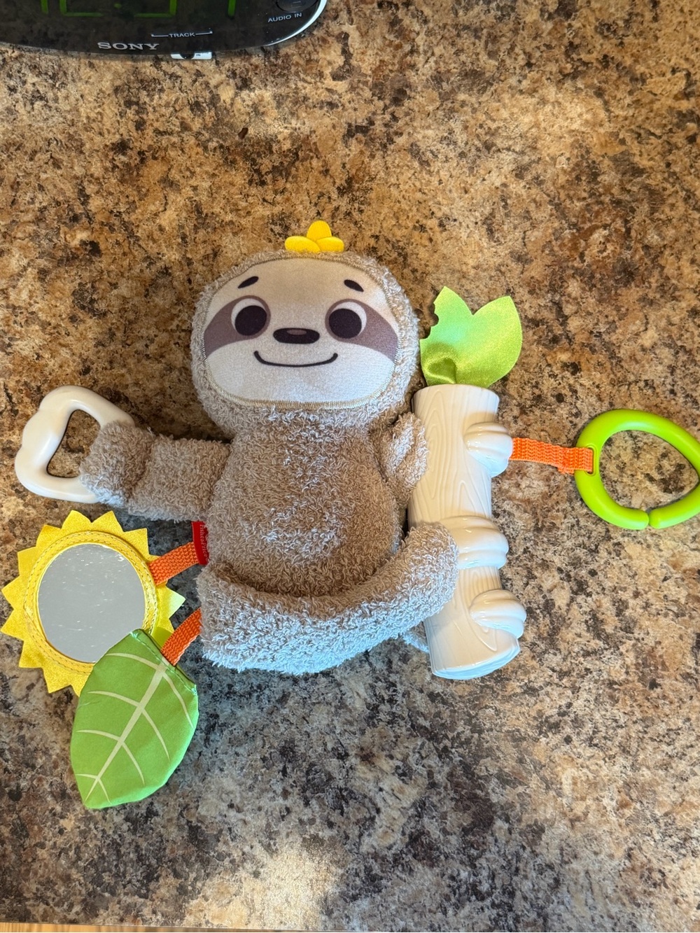 Fisher-Price FXC31 Sloth Plush Baby Activity Toy Teether with Clip